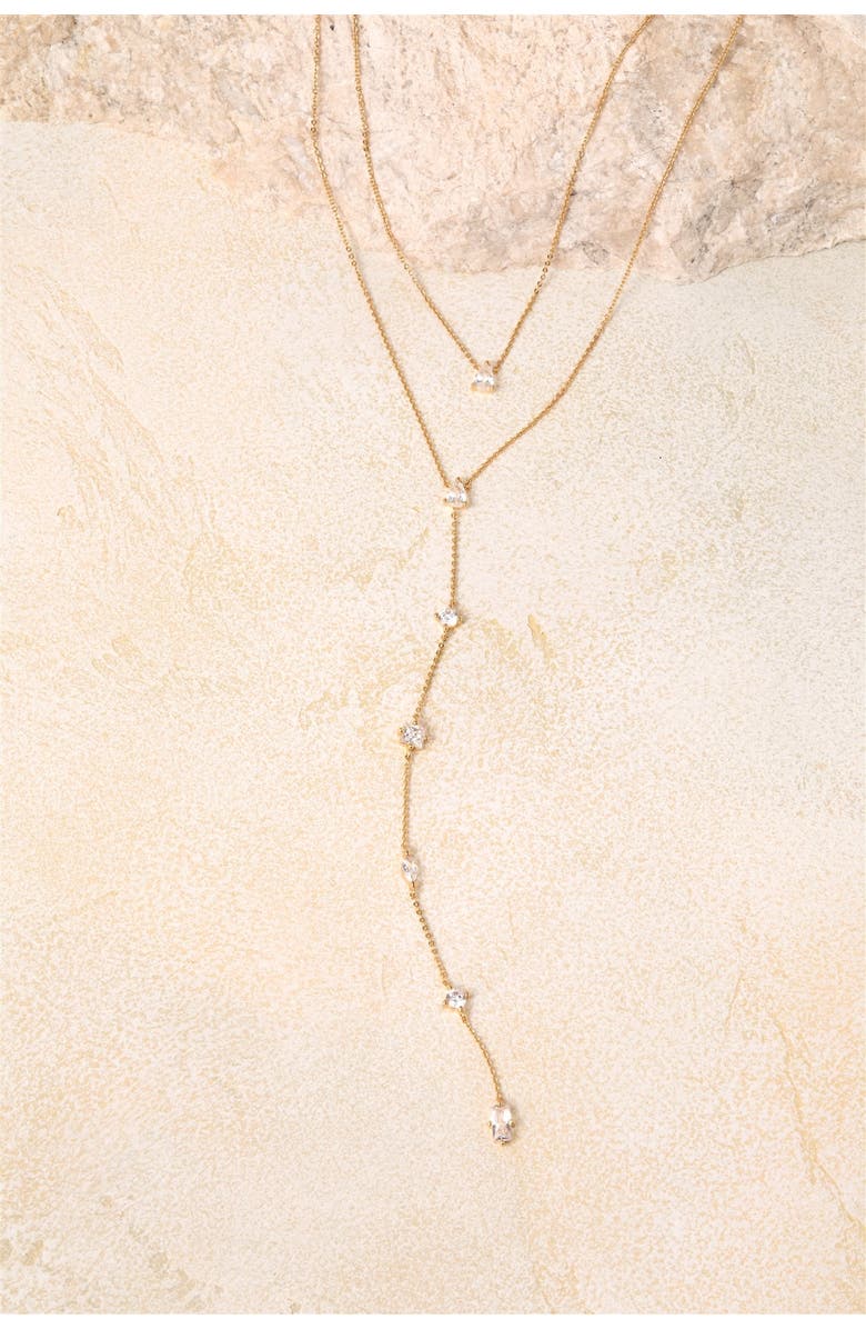 Set & Stones Layered Lariat Necklace, Alternate, color, Gold