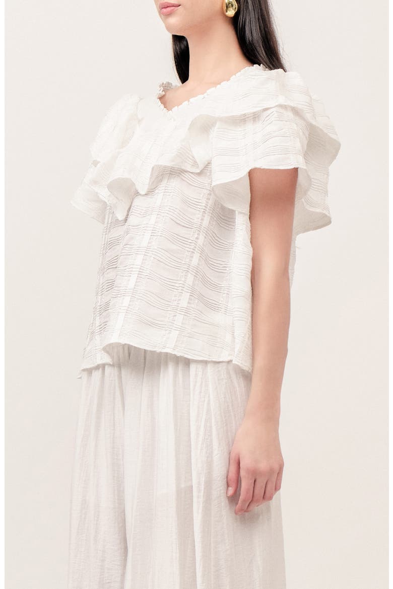 Aurora Ruffle Off the Shoulder Top, Alternate, color, WHITE