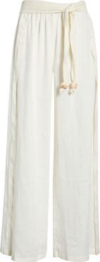 Elan Tie Side Linen Cover-Up Pants