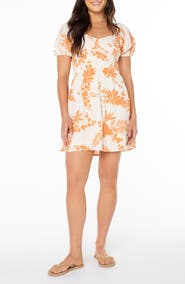 Roxy Camellia Floral Crinkled Gauze Minidress