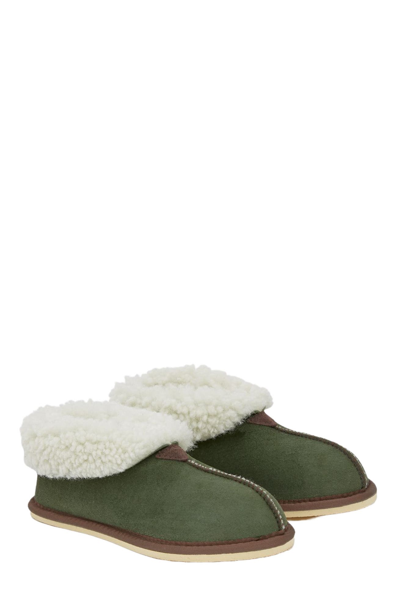 Celtic & Co. Ladies' Shearling Bootee Slippers, Alternate, color, Moss