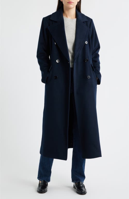 Michael Kors Double Breasted Wool Blend Coat In Blue