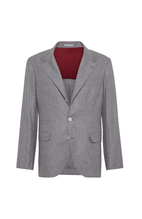 Brunello Cucinelli Single-breasted Linen Blend Blazer In Gray