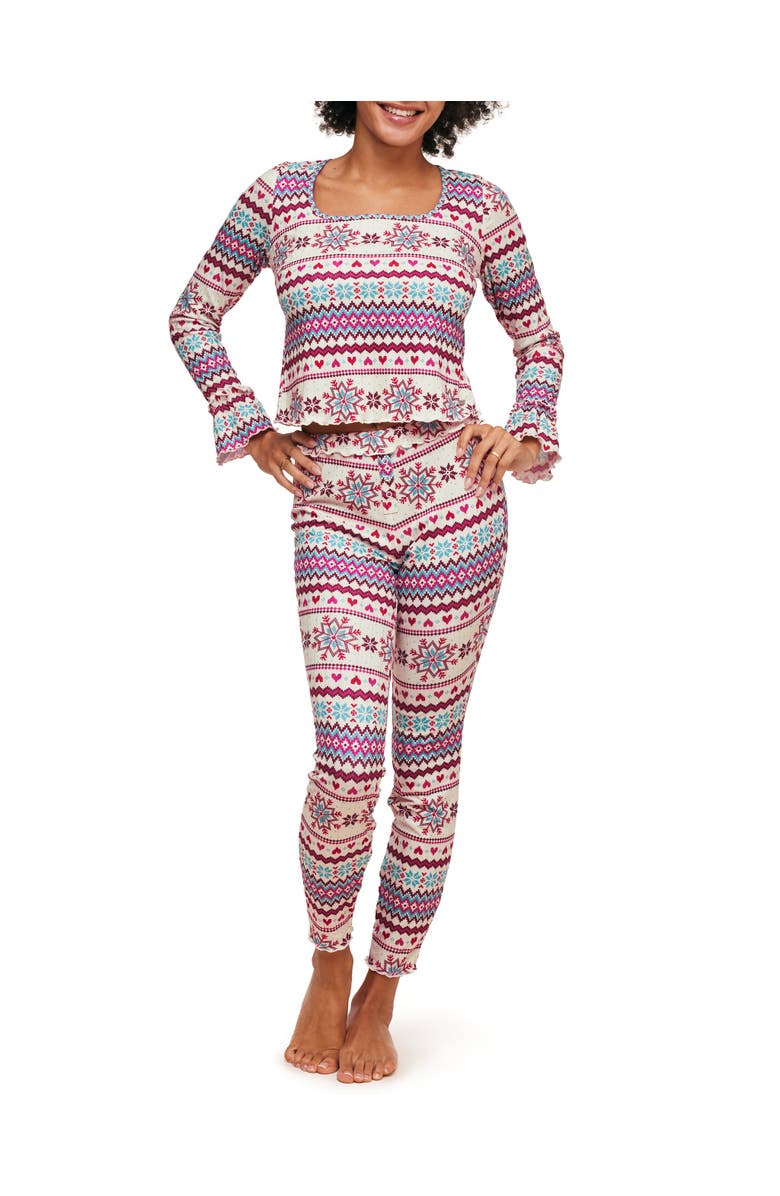 Adore Me Audra Pajama Long Sleeve Top & Legging Set, Main, color, Novelty White