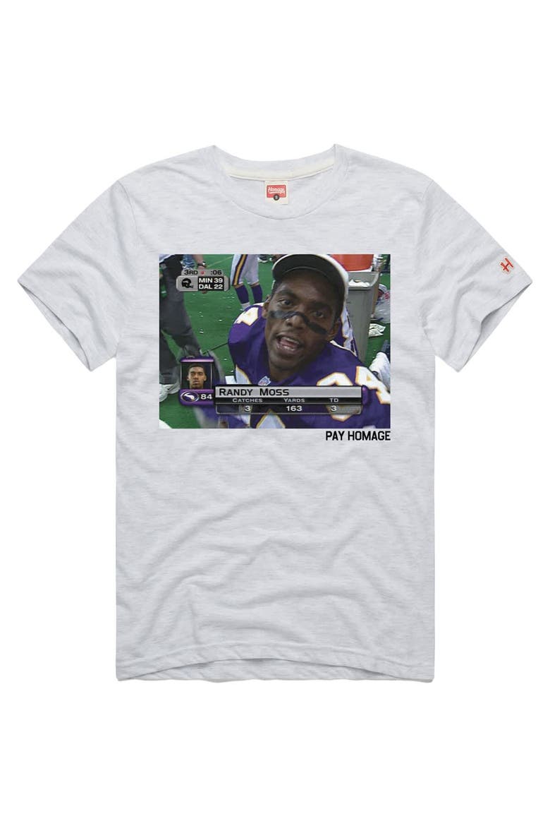 Unisex Homage Randy Moss Ash Minnesota Vikings Pay Homage Tri-Blend T-Shirt, Alternate, color, Ash