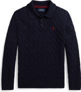 Polo Ralph Lauren Kids' Cotton Cable Knit Polo Sweater