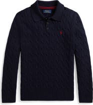 Polo Ralph Lauren Kids' Cotton Cable Knit Polo Sweater