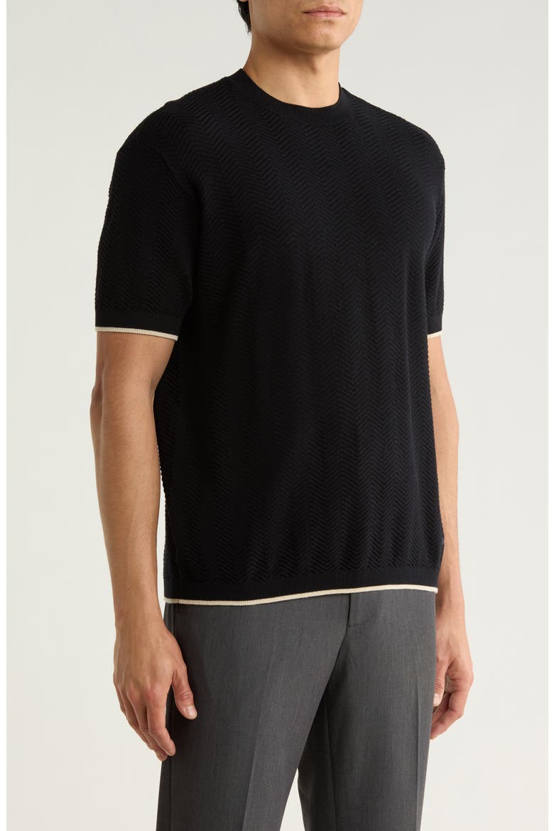 Tipped Chevron Knit T-Shirt, Alternate, color, NAVY