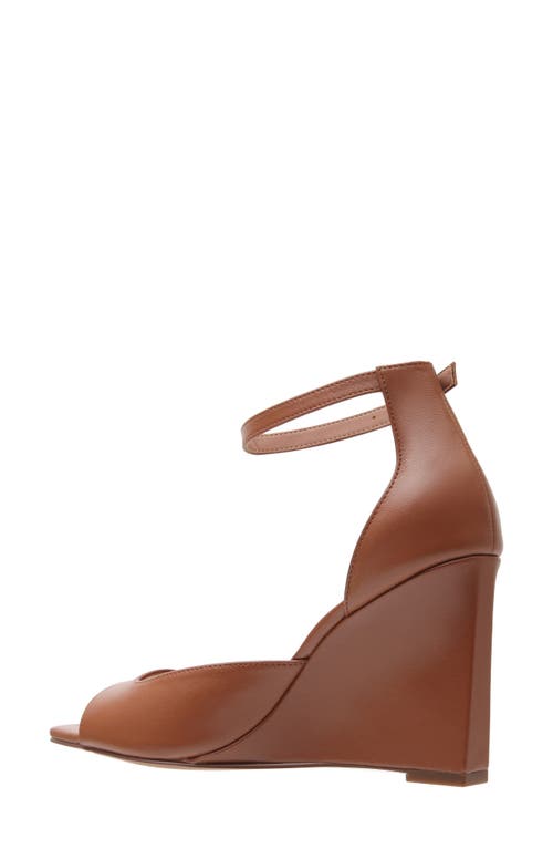 Linea Paolo Ankle Strap Wedge Sandal In Cognac
