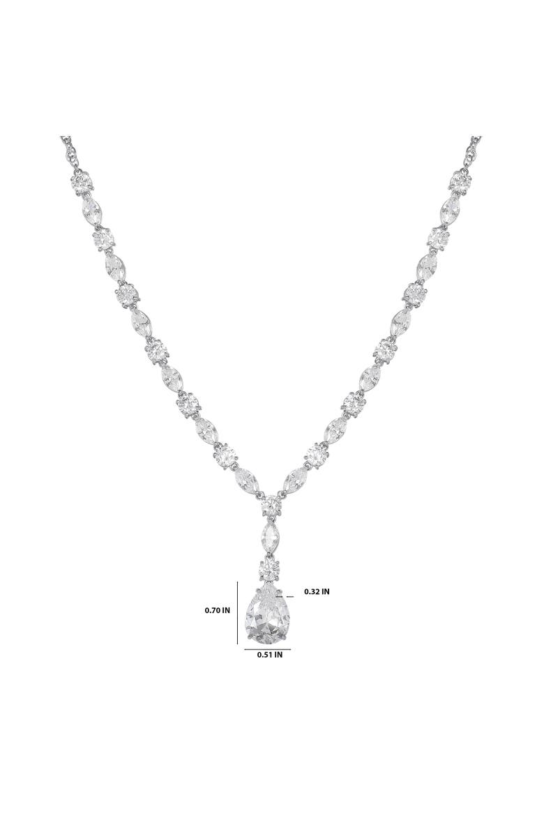 Crystal Drop Pendant Necklace, Alternate, color, Silver