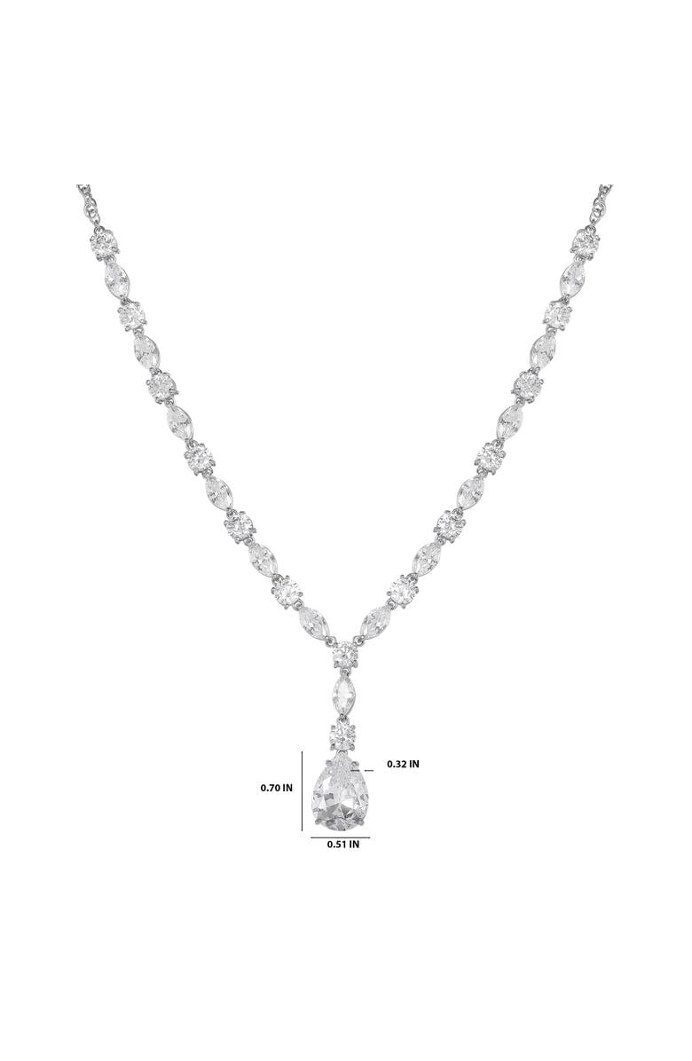 Jessica Simpson Crystal Drop Pendant Necklace, Alternate, color, Silver