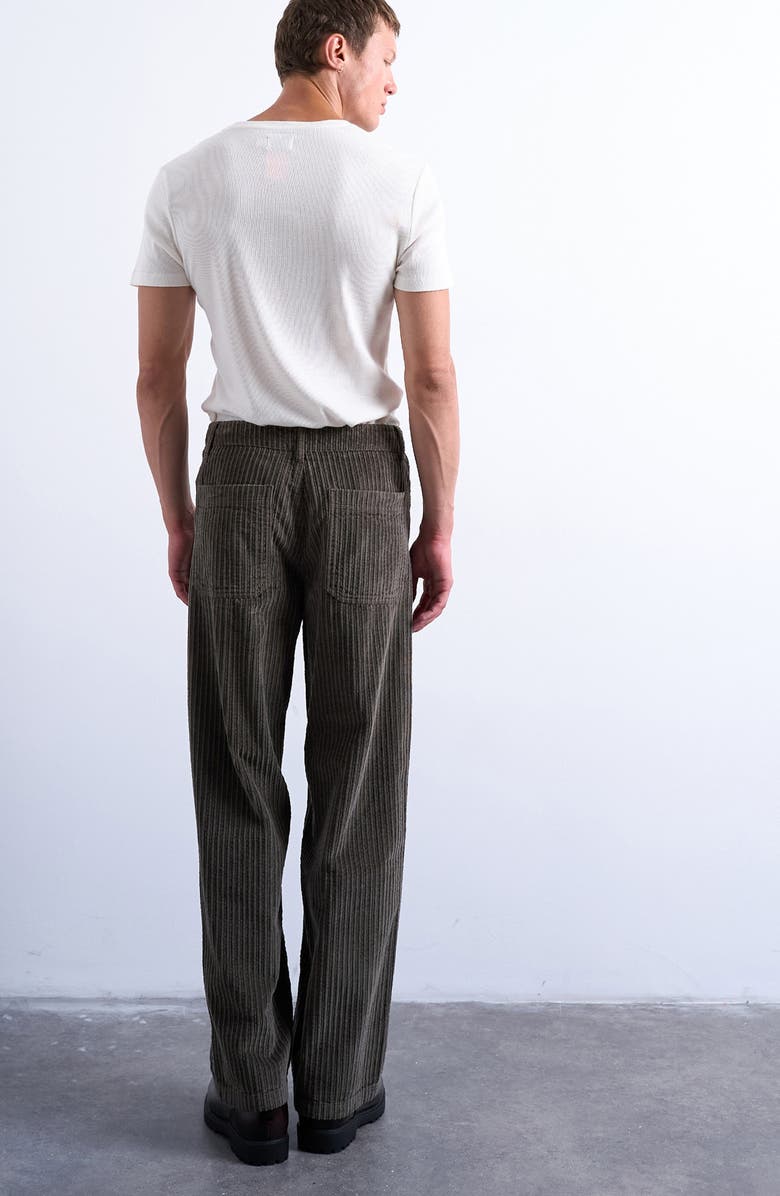 Topman Baggy Five-Pocket Wide Wale Corduroy Pants, Alternate, color, Khaki