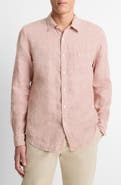 Vince Houndstooth Classic Fit Linen Button-Up Shirt