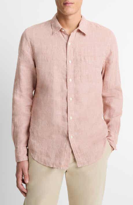Vince Houndstooth Classic Fit Linen Button-Up Shirt