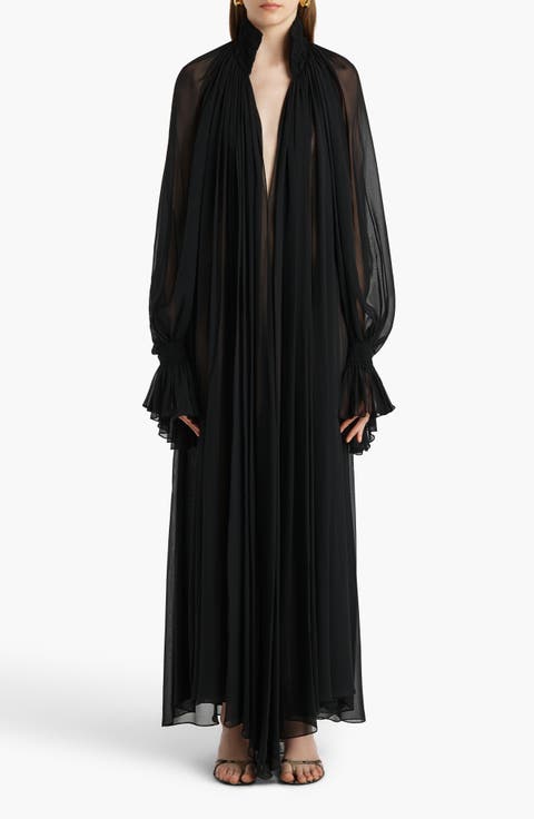 Edgar Long Sleeve Silk Chiffon Dress