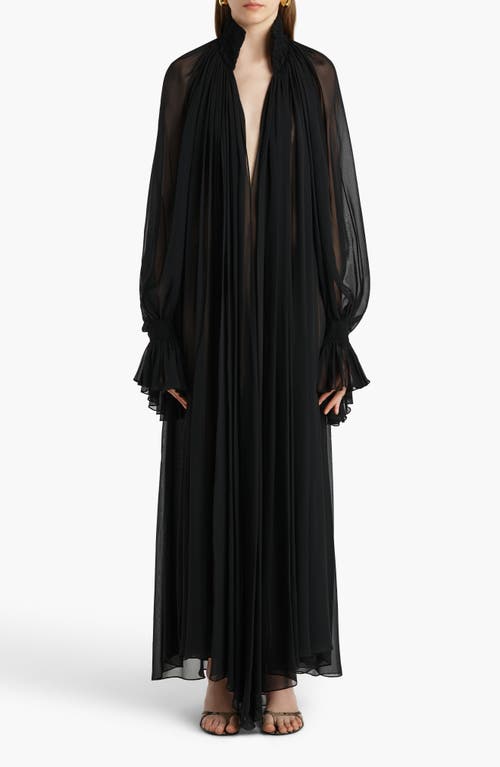 Khaite Edgar Long Sleeve Silk Chiffon Dress In Black