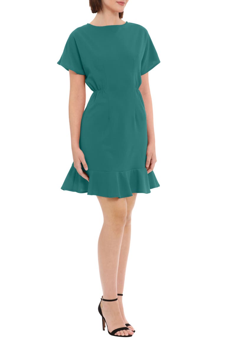 Ruffle Hem Short Sleeve Dress, Alternate, color, SHADED SPRUCE