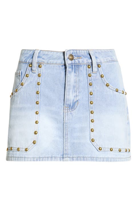 Kara Studded Denim Miniskirt
