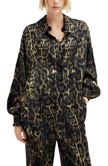 Allsaints Charli Silk Blend Animal Print Shirt