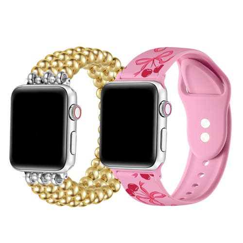 Posh Tech Nova And Cherry Silicone Bands For Apple Watch And Smartwatch In Multi