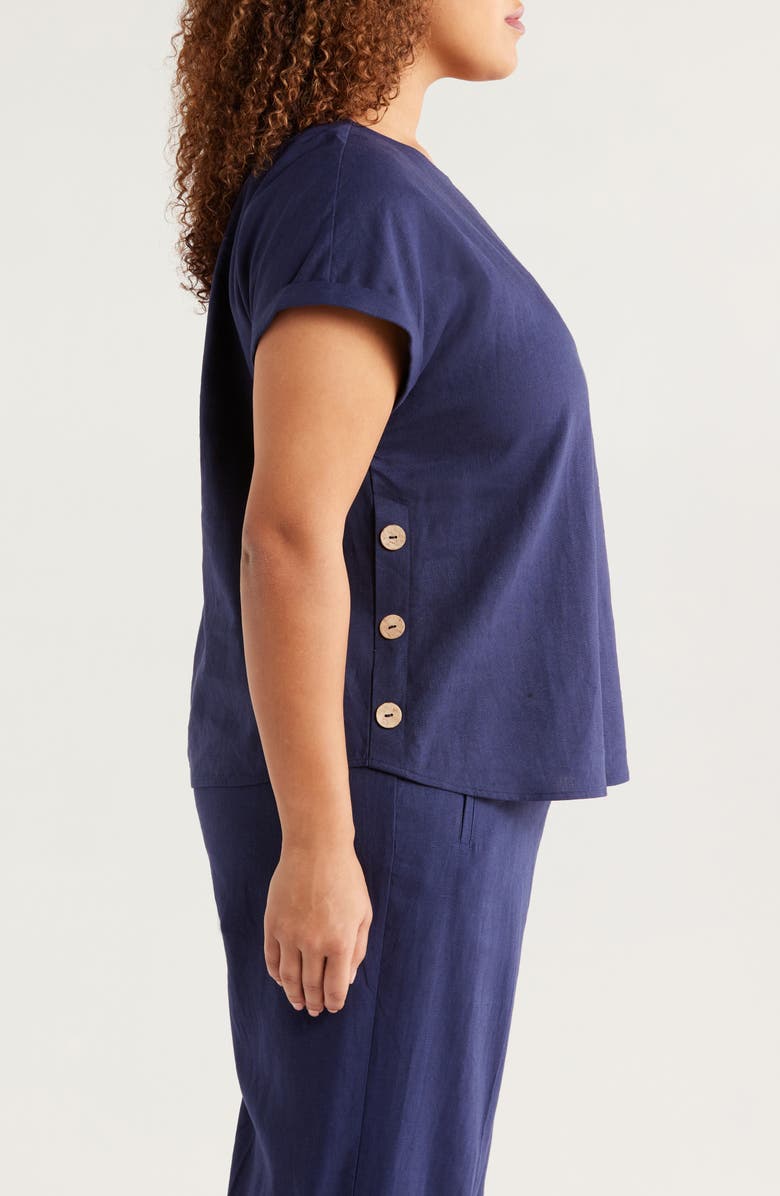 Jones New York Side Button Linen Blend Top, Alternate, color, 