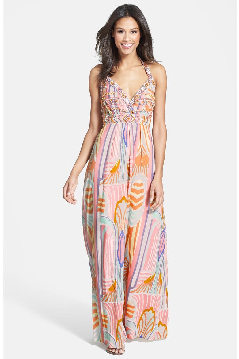 Beaded Print Maxi Dress (Nordstrom Exclusive), Main, color, PINK MULTI