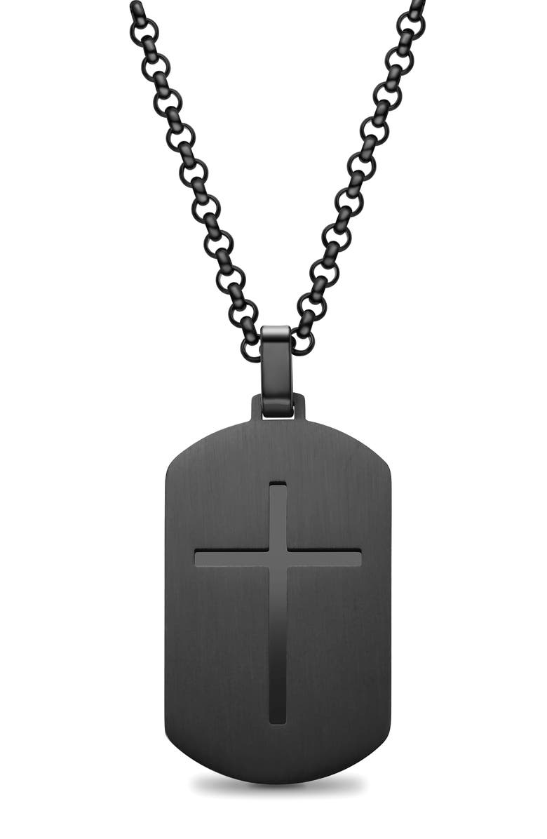 EDFORCE Men's Prayer Dog Tag Pendant Necklace, Main, color, Black