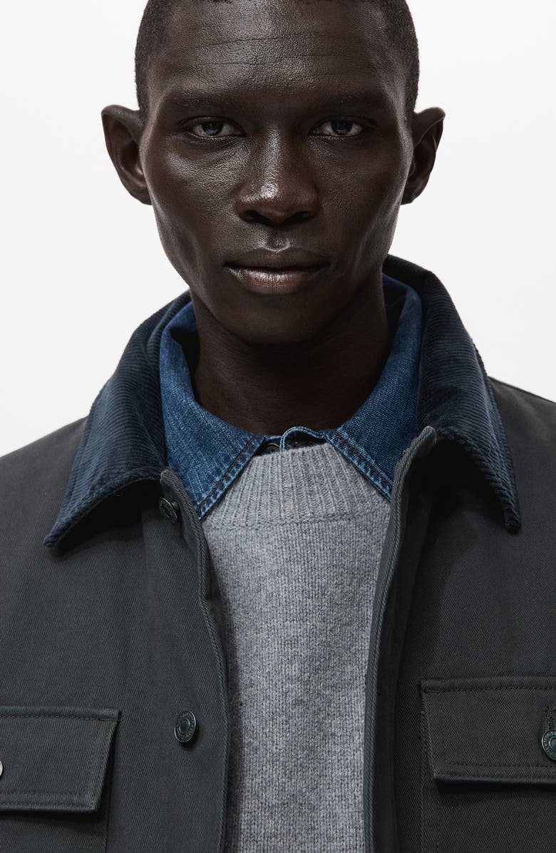 MANGO Cotton Corduroy Collar Jacket, Alternate, color, Charcoal