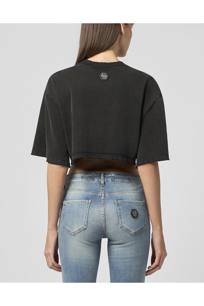 Cropped T-Shirt Cannes Tennis Club Women, Alternate, color, black