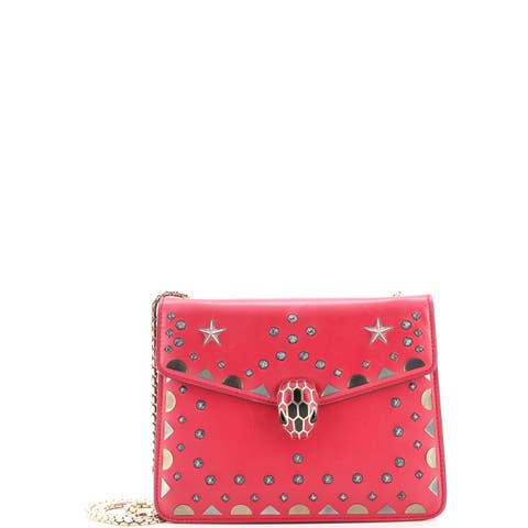 Serpenti Forever Square Shoulder Bag Laser Cut Leather Small