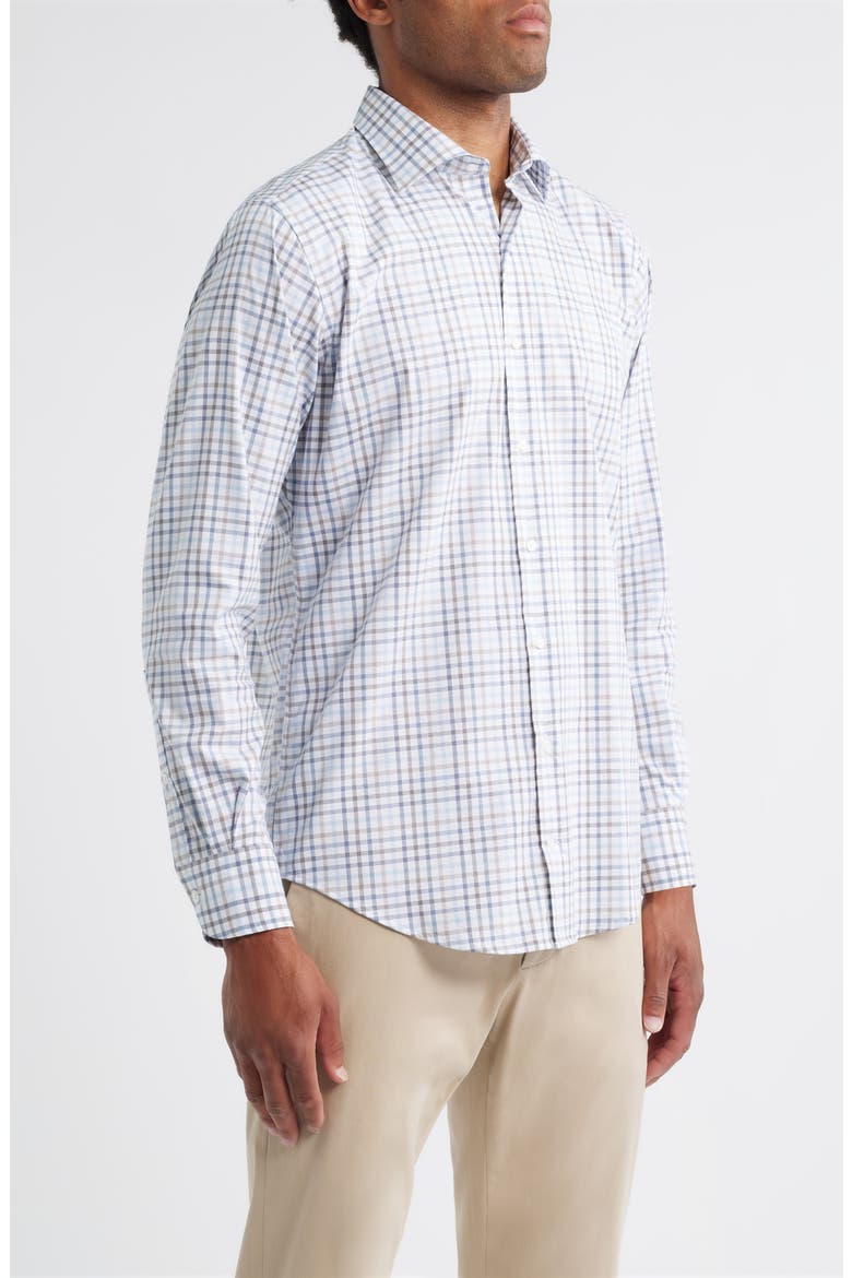 Crown Light Plaid Button-Up Shirt, Alternate, color, BLUE HAZE