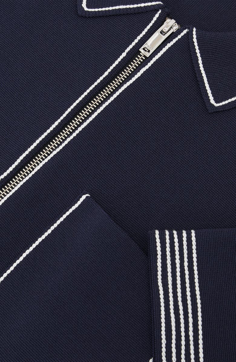 Reiss Blake Piped Zip Shirt, Alternate, color, Navy