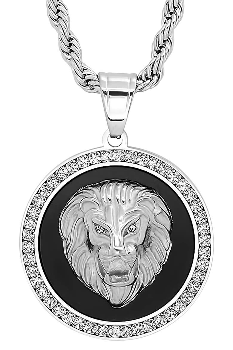 18K Gold Plated Pave Crystal Lion Pendant Necklace, Alternate, color, METALLIC