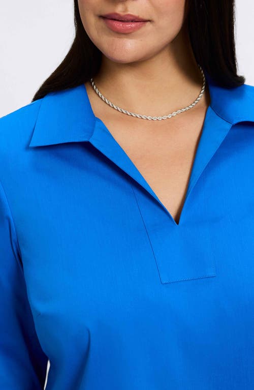 Foxcroft Julia Stretch Cotton Blend Shirt In Cobalt Blue