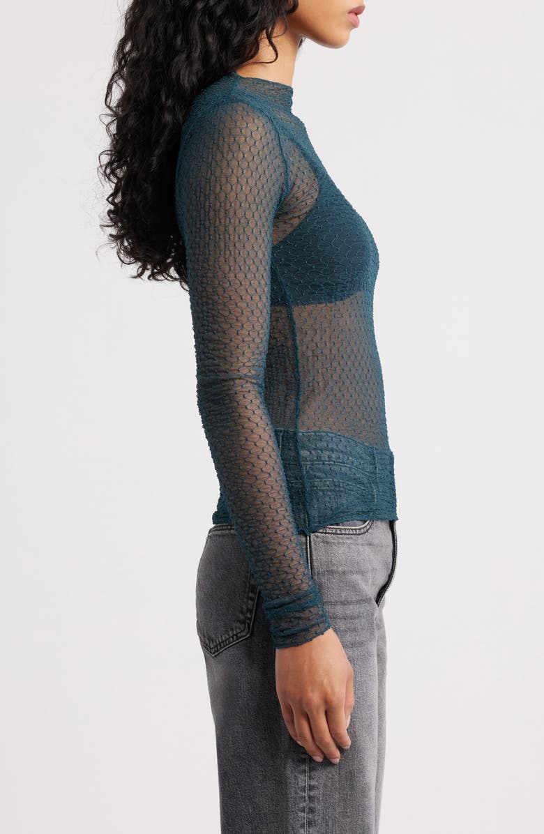 Free People Minding My Business Sheer Top, Alternate, color, Seamoss