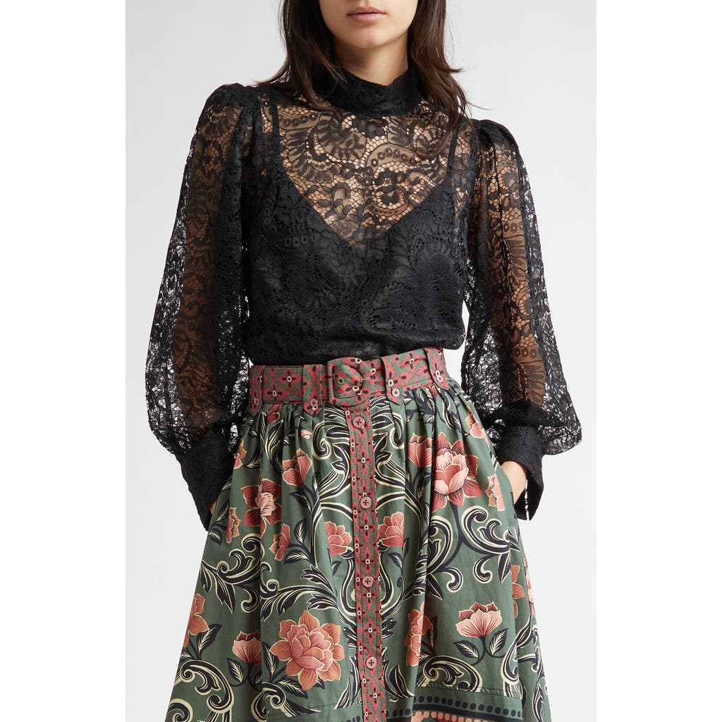 FARM RIO FARM RIO LONG SLEEVE LACE SHIRT
