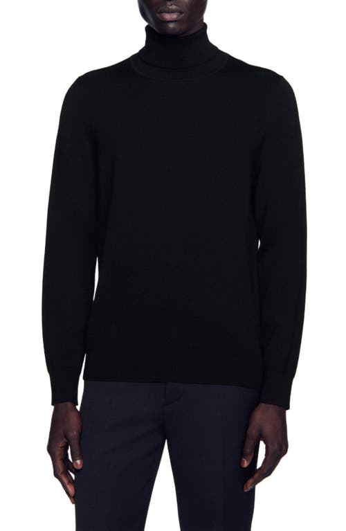 Sandro Roll Neck Wool Sweater In Black