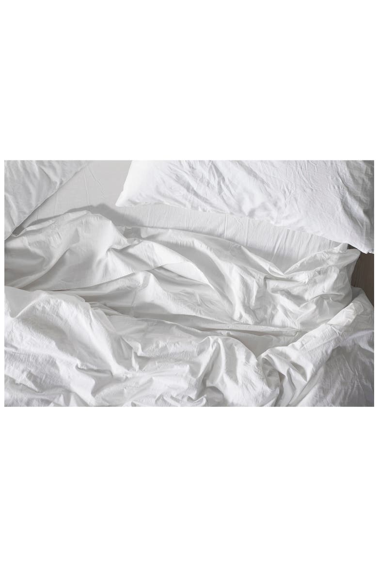 Crinkled Organic Cotton Percale Sheet Set, Alternate, color, ALPINE WHITE