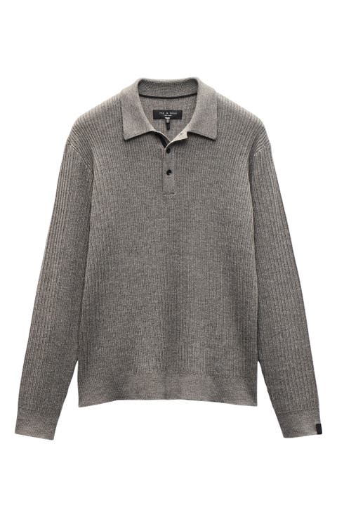 Crawford Long Sleeve Wool & Cashmere Sweater Polo
