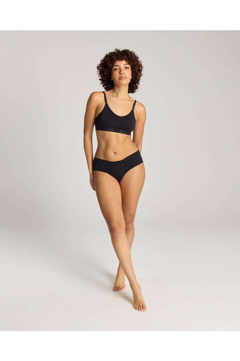 Cotton Modal Contour Scoop Bralette, Alternate, color, Black
