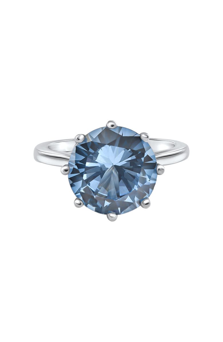Bliss Diamond Aquamarine Solitaire Flower Ring 14k Gold 10MM Lab Grown, Main, color, 