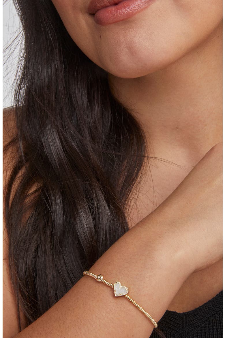 Ari Heart Stretch Bracelet, Alternate, color, GOLD IRIDESCENT DRUSY