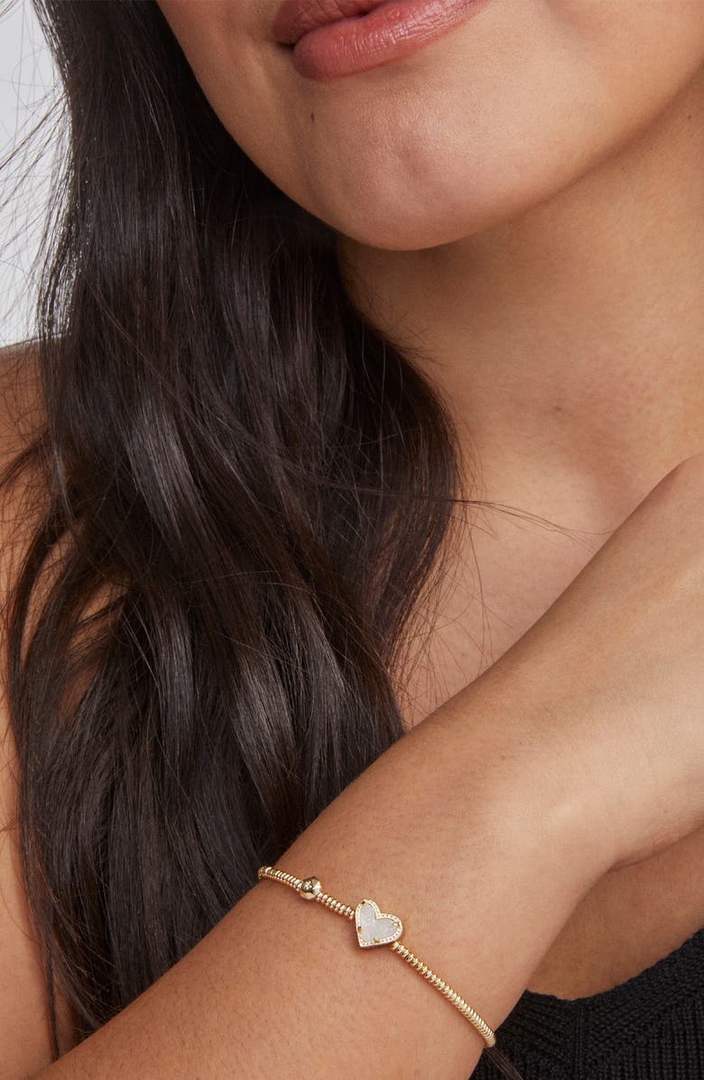 Kendra Scott Ari Heart Stretch Bracelet, Alternate, color, Gold Iridescent Drusy
