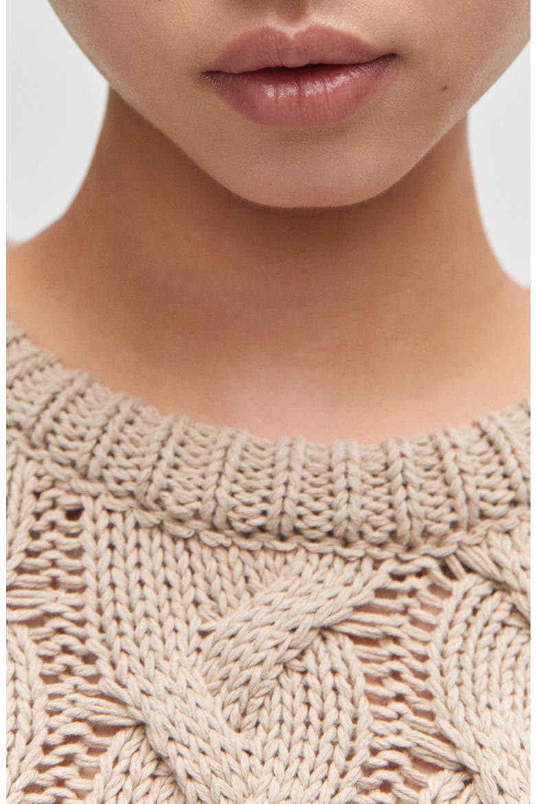 Cable Stitch Crewneck Sweater, Alternate, color, BEIGE