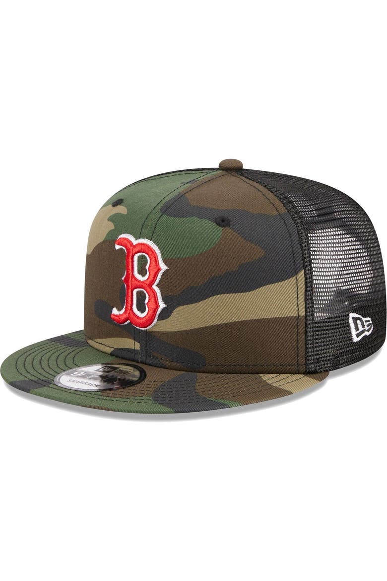 Men's New Era Camo Boston Red Sox Woodland Camo Trucker 9FIFTY Snapback Hat, Main, color, Camo