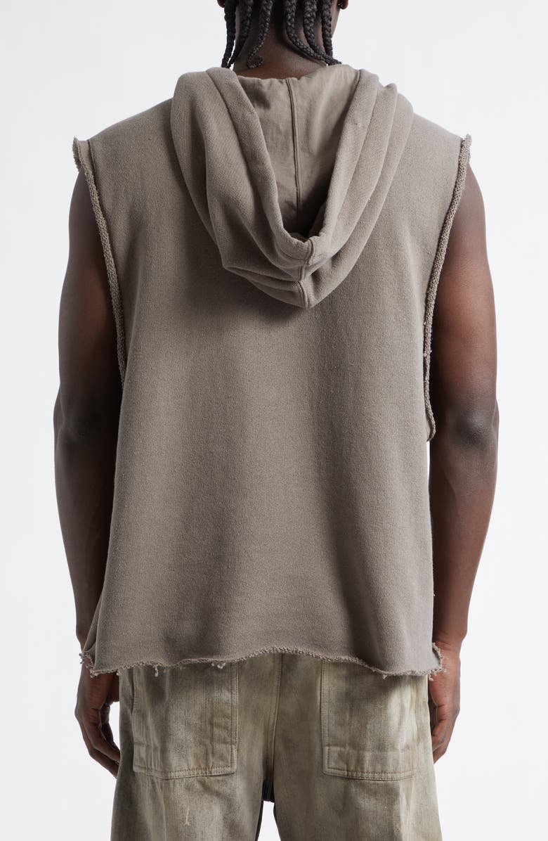 Rick Owens Sleeveless Cotton French Terry Hoodie, Alternate, color, Dust