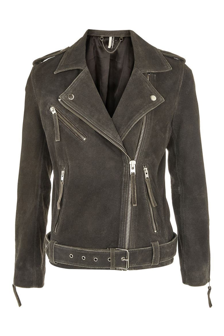 Moon Suede Biker Jacket, Alternate, color, GREY