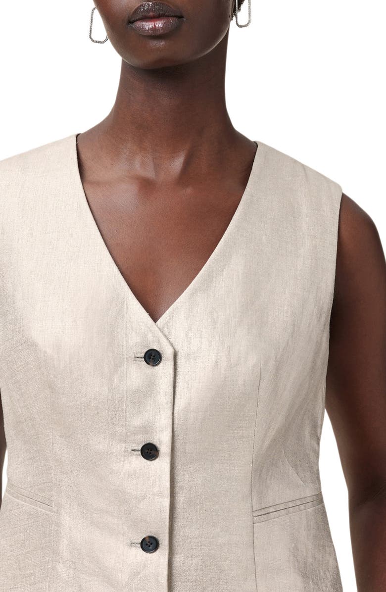 AllSaints Averie Linen Vest, Alternate, color, Silver Grey