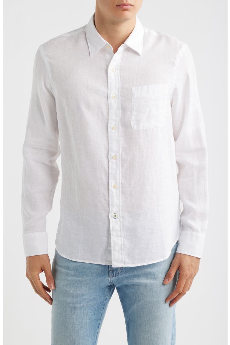 Laguna Linen Button-Up Shirt, Main, color, WHITE