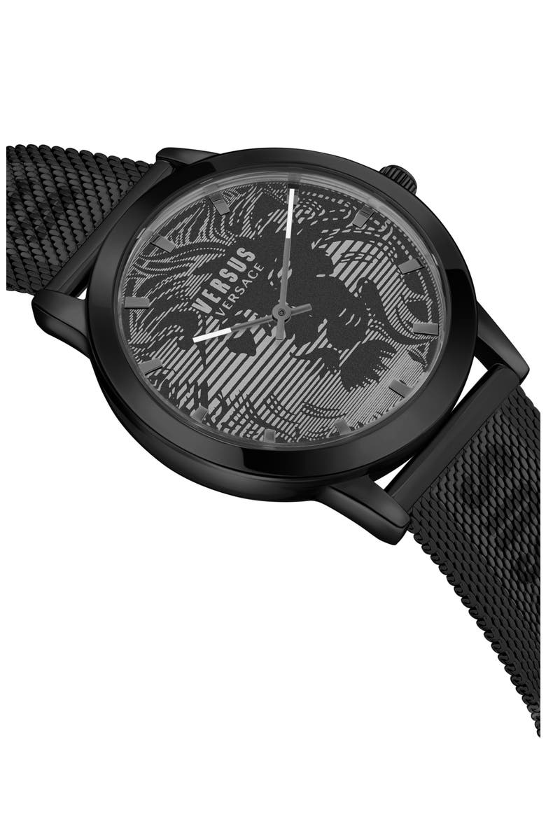Barbes Domus Mesh Strap Watch, 40mm, Alternate, color, IP BLACK